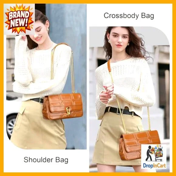 Quilted Leather Crossbody Purse Chain Strap Hobo Bag Trendy Shoulder Bag